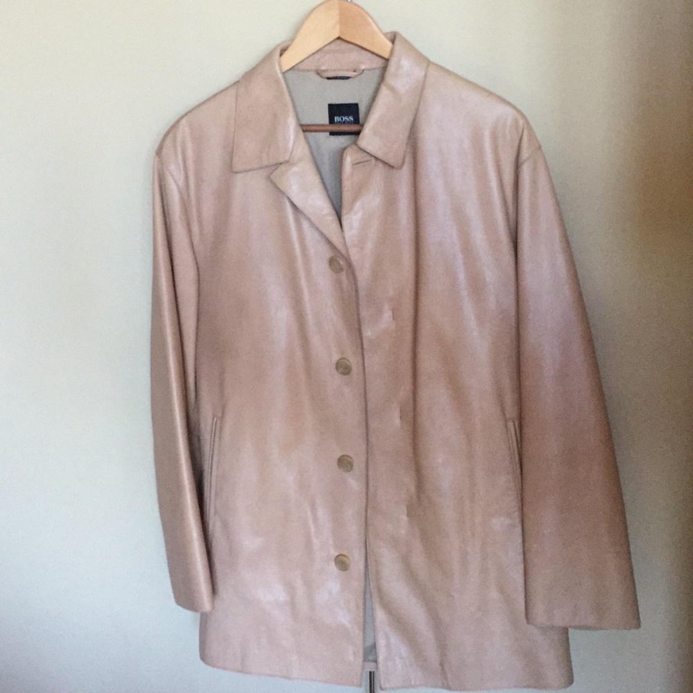Hugo Boss Camel Leather Coat